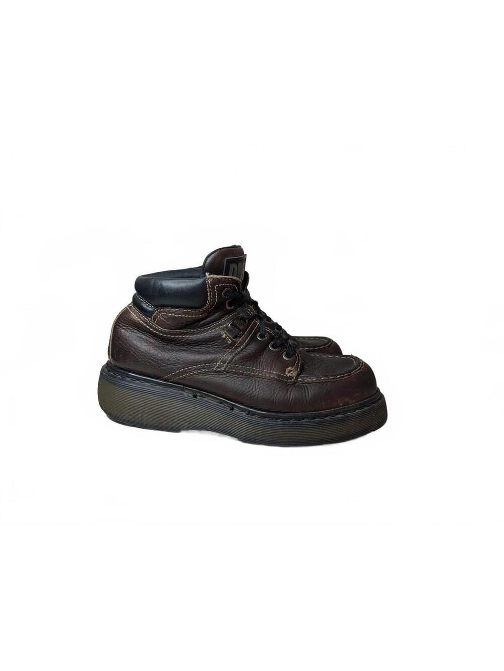 VTG Made in England 90's Chunky Dr. Martens Brown Leather Boots Size US 10